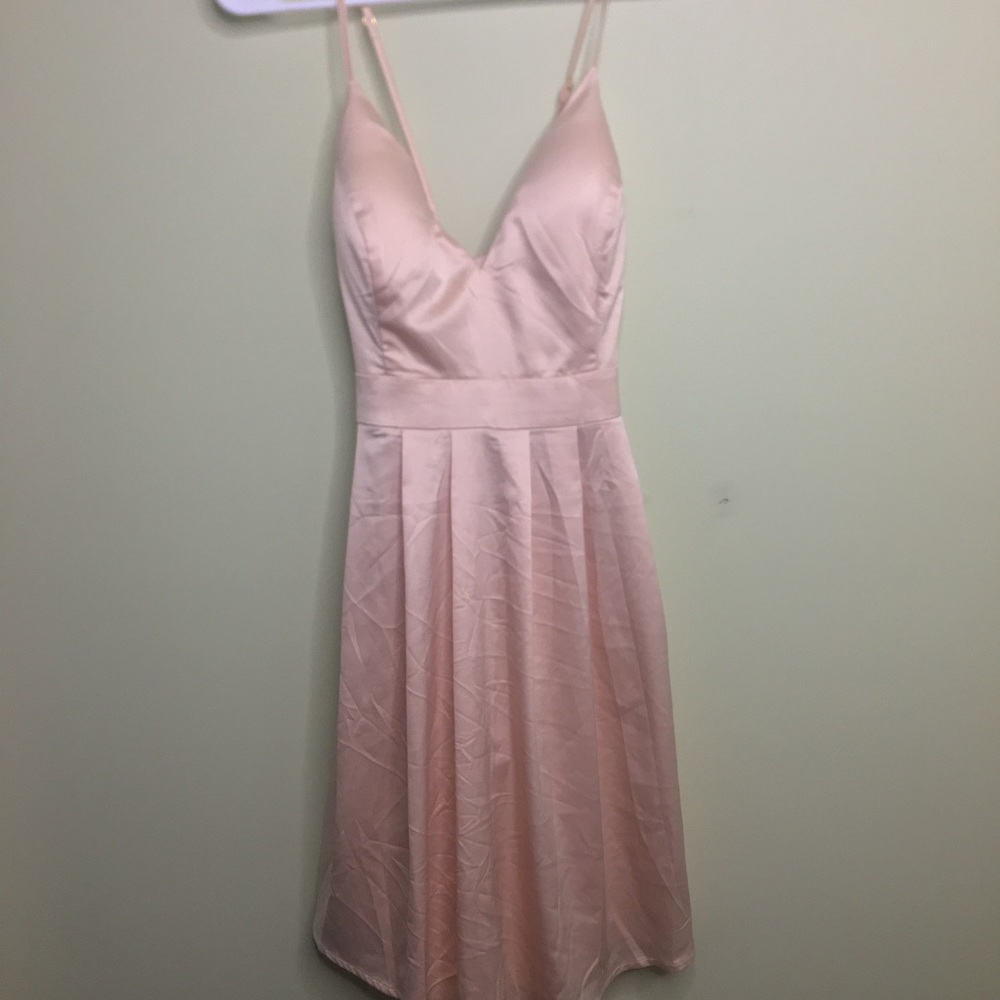 FASHIONNOVA BLUSH PINK SATIN MINI DRESS